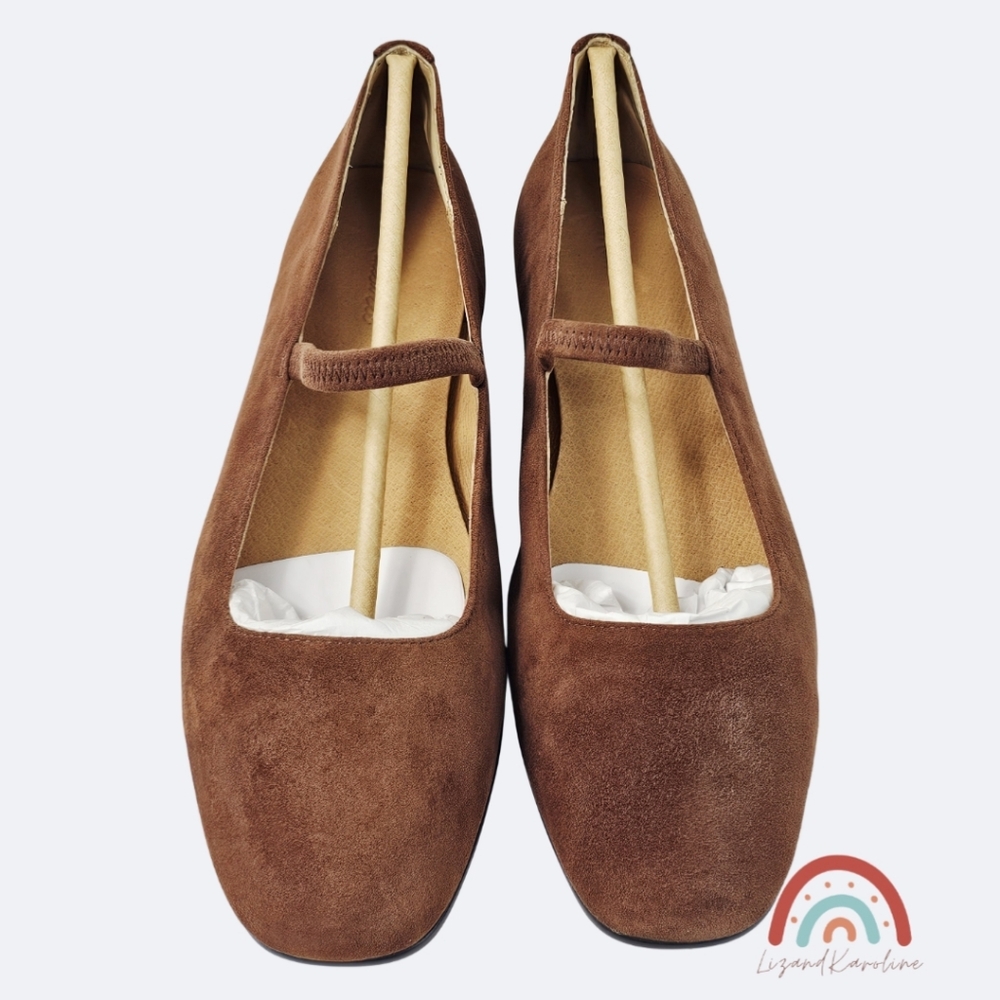 New! Madewell Greta Ballet Leather Suede Mary Jane Flats in Soft Mahogany - Picture 8 of 16